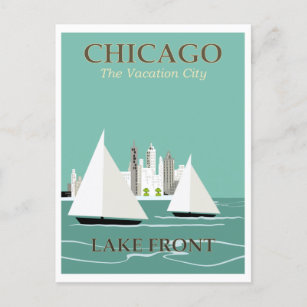 Vintage Chicago Lake Front Travel Postcard