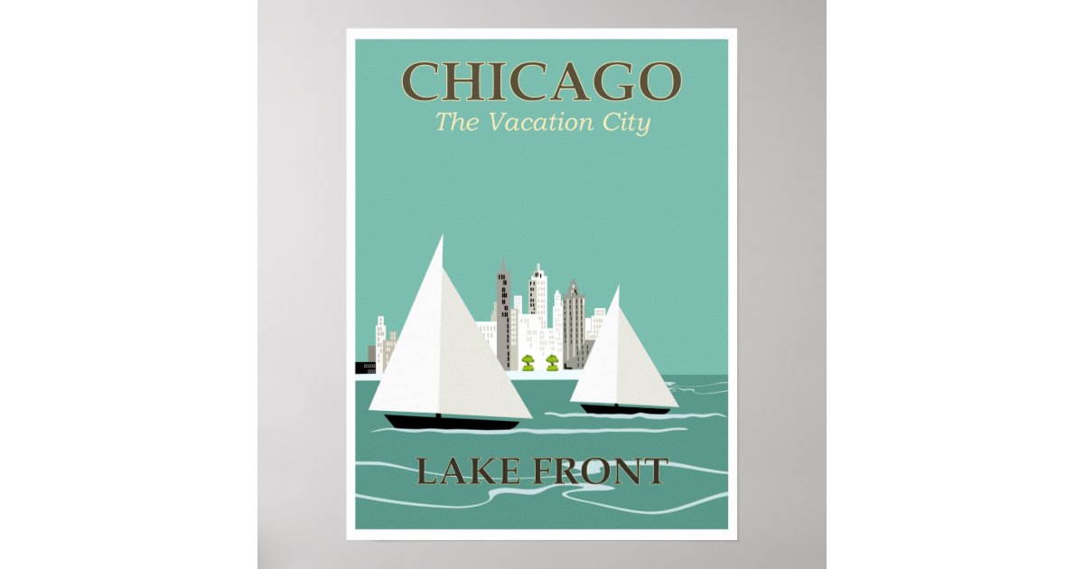Chicago Lakefront travel poster - VINTAGE POSTER