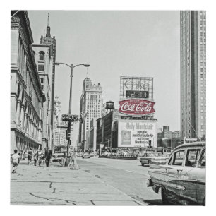 Vintage Chicago Michigan Avenue Colorsplash 1960's Faux Canvas Print