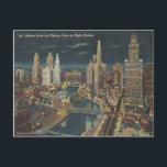 Vintage Chicago Night Skyline Postcard<br><div class="desc">Reproduction Vintage Postcard Circa:  1952</div>