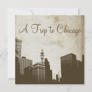 Vintage Chicago Skyline Artwork Invitation