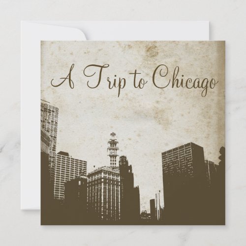 Vintage Chicago Skyline Artwork Invitation