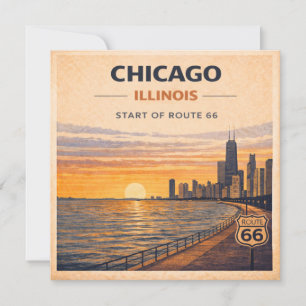 Vintage Chicago Skyline Route 66 Sunset Stationery