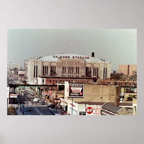 Vintage Chicago Stadium Rock Concert Venue 1968 Poster