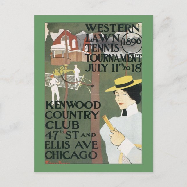 Vintage Chicago Tennis Poster Postcard (Front)