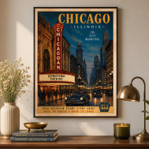 Vintage Chicago Theater District Travel