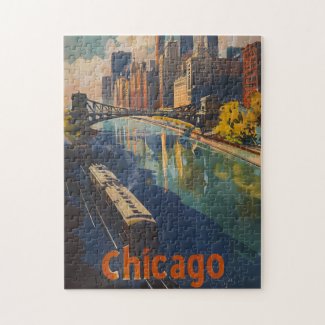 Vintage Chicago Travel Poster