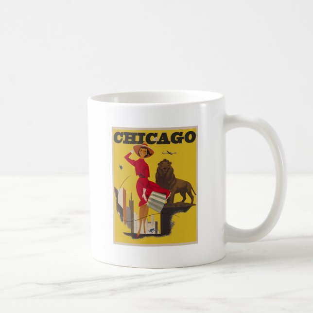 Vintage Chicago USA Air Travel Advertisement Coffee Mug (Right)