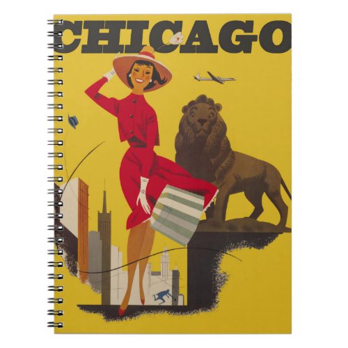 Vintage Chicago USA Air Travel Advertisement Notebook