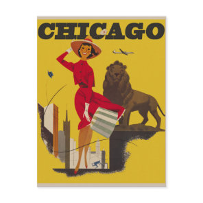 Vintage Chicago USA Air Travel Advertisement Postcard