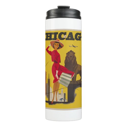 Vintage Chicago USA Air Travel Advertisement Thermal Tumbler