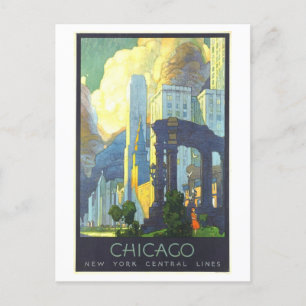 Vintage Chicago Via New York Central Lines Postcard