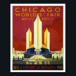 Vintage Chicago World's Fair 1933 Poster<br><div class="desc">A century of progress was the theme for the 1933 Chicago World's Fair. Vintage art never go out of style for wearing or decorating. You’ll find professionally cleaned and enhanced art by an Adobe Associate in Graphic Design and Illustration in my collection. I use the latest software to retouch the...</div>