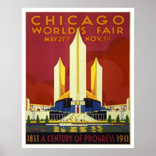 Vintage Chicago Worlds Fair 1933 Poster