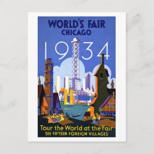 Vintage Chicago World's Fair 1934 Ad Postcard