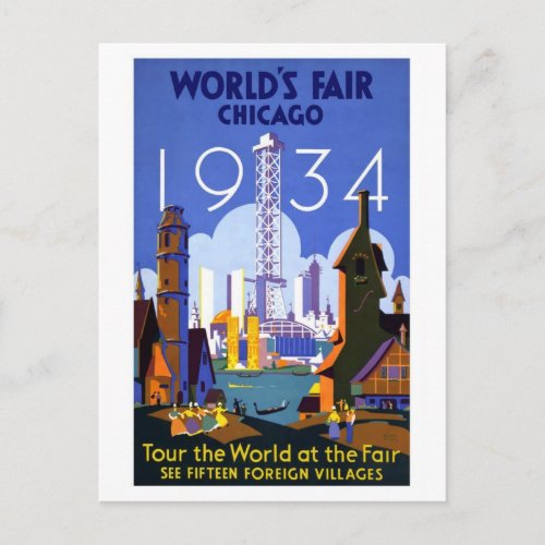 Vintage Chicago Worlds Fair 1934 Ad Postcard
