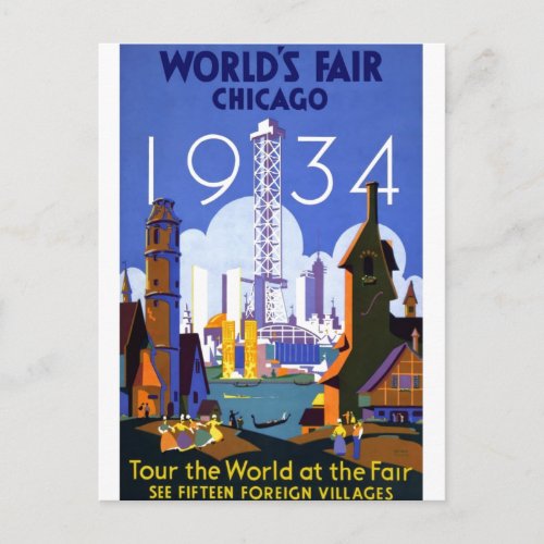 Vintage Chicago Worlds Fair 1934 Ad Postcard