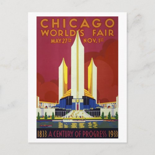Vintage Chicago Worlds Fair Travel Postcard