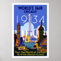 Vintage Chicago Worlds Fair Travel Poster 1934