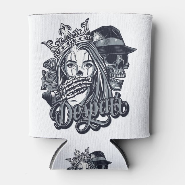 Vintage chicano style tattoo can cooler (Front)