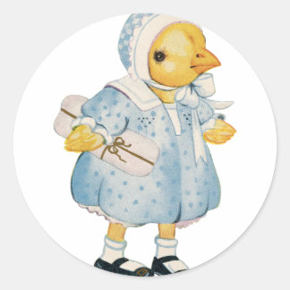 Vintage Chick in a Dress Classic Round Sticker