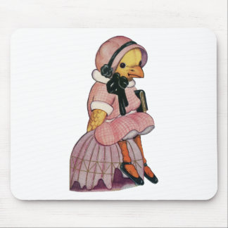 Vintage Chick in a pretty pink dress Mouse Pad