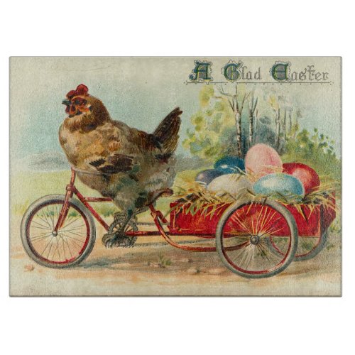 Vintage chick on bicycle Easter Cutting Board