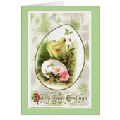 Vintage Chick On Egg Easter Card (Front)