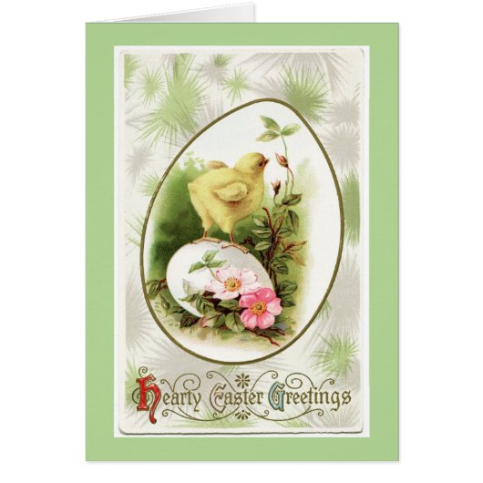 Vintage Chick On Egg Easter Card (Front)