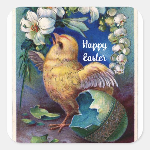 Vintage Chick With Flowers Sticker