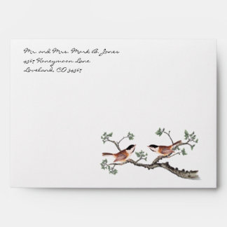 Vintage Chickadees Wedding Envelopes