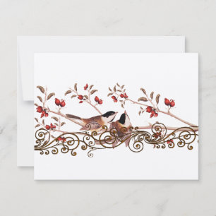Vintage Chickadees Wedding Response Cards