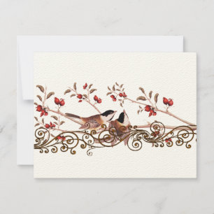Vintage Chickadees Wedding Response Cards