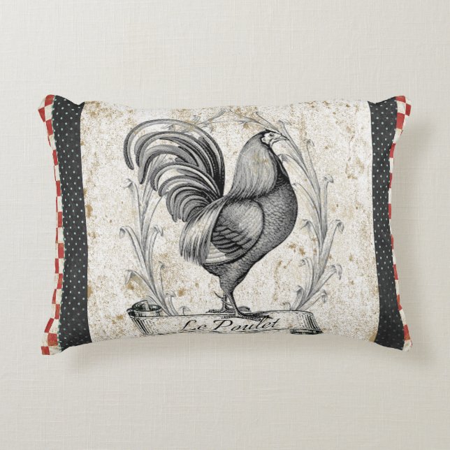 Vintage Chicken Accent Pillow (Front)