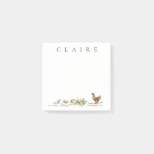 Vintage Chicken and Chicks Monogram Kate Greenaway Post-it Notes