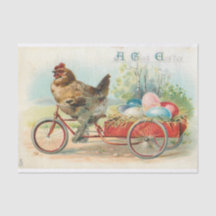 Vintage Chicken and Easter Eggs Decoupage
