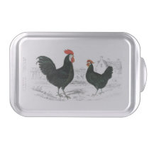 Vintage Chicken and Rooster Covered Baking Pan