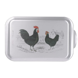 Vintage Chicken and Rooster Covered Baking Pan