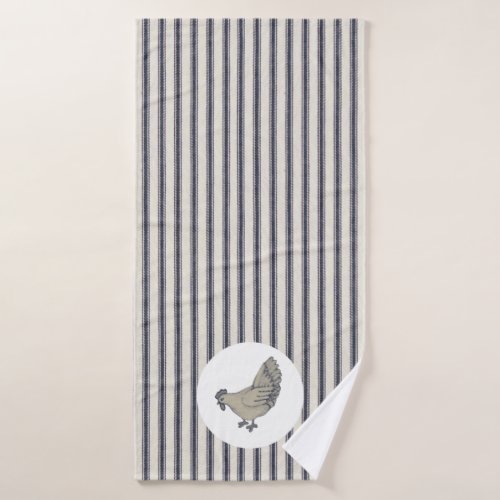 Vintage Chicken And Ticking Stripes Towel Set