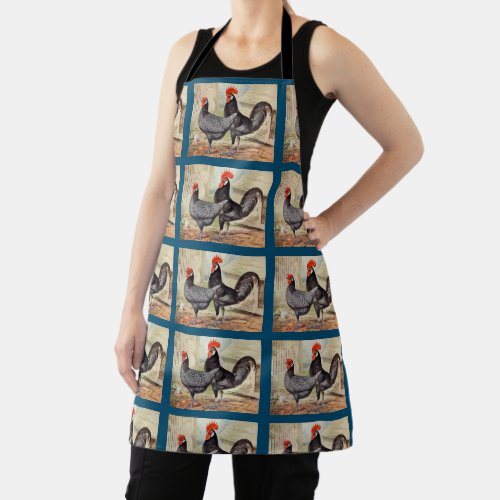 Vintage Chicken Breed Pattern Apron