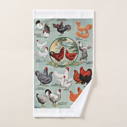 Vintage Chicken Breeds   Hand Towel