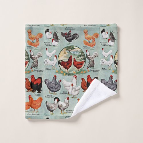 Vintage Chicken Breeds    Wash Cloth