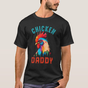 Vintage Chicken Daddy Cute Colorful Rooster Farmer T-Shirt