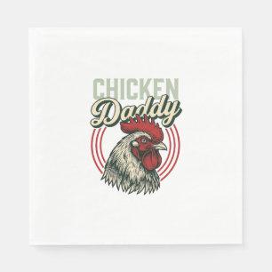 Vintage Chicken Daddy Rooster Shirt Design_1 Napkins