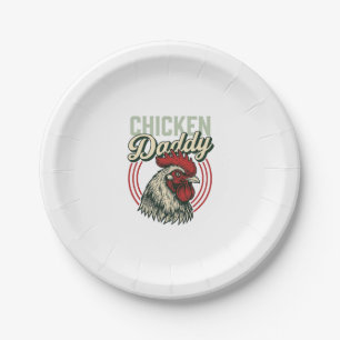 Vintage Chicken Daddy Rooster Shirt Design_1 Paper Plates