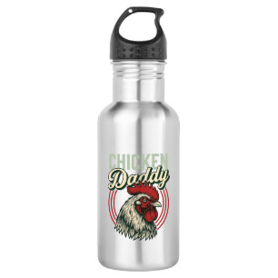 Vintage Chicken Daddy Rooster Shirt Design_1 Stainless Steel Water Bottle