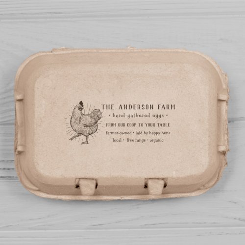 Vintage Chicken Drawing  Family Farm Fresh Eggs Rubber Stamp