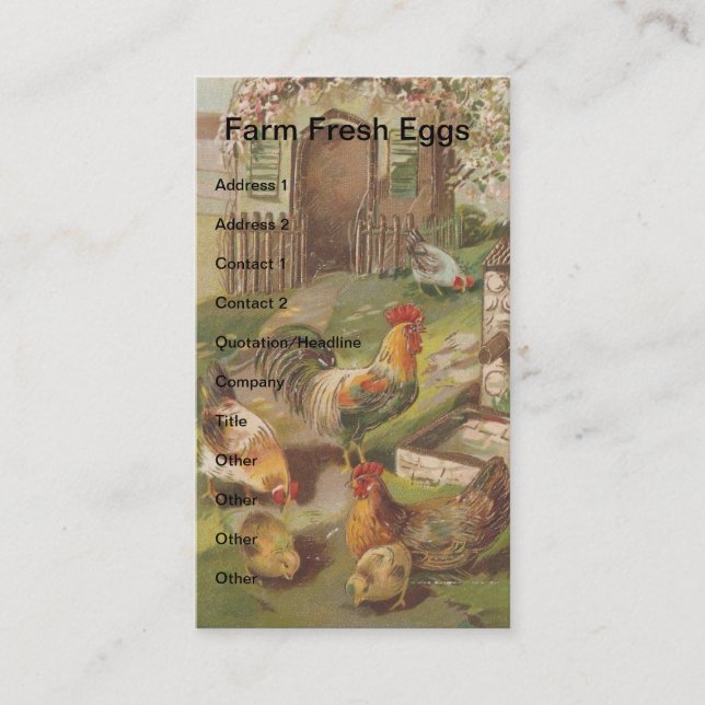 Vintage Chicken Family Business Card (Front)