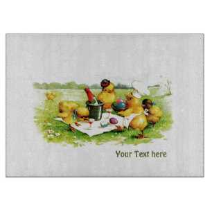 Vintage Chicken Family. Easter Gift Cutting Board