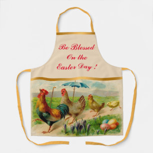 Vintage Chicken Family Easter Holiday Apron